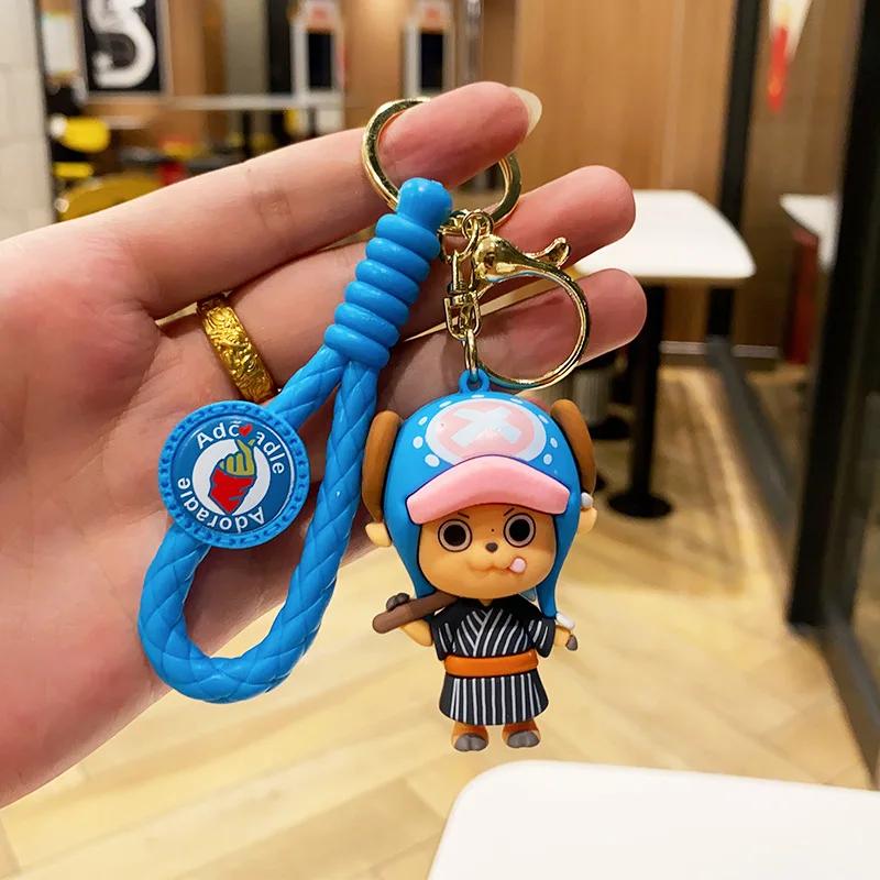 Anime One Piece Keychain Luffy Zoro Nami Chopper Silicone Model Pendant Backpack Decorative Cute Doll Car Carry Mini Lightweight Portable