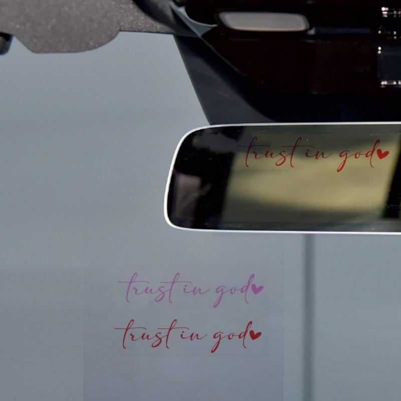 Trust In God Heart Car Rear View Mirror Sticker Decal Faith Bible Verse Christian Church Auto Vehicle Bumper Decor