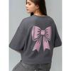 Fashion New Arrival Short Sleeve T-shirt Printing Bows Loose Casual Top Bow Print Loose T-shirt
