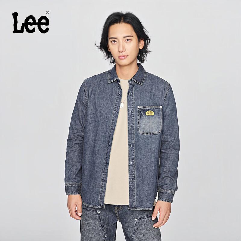 Lee Men's Standard Fit Retro Lapel Long Sleeve Denim Shirt