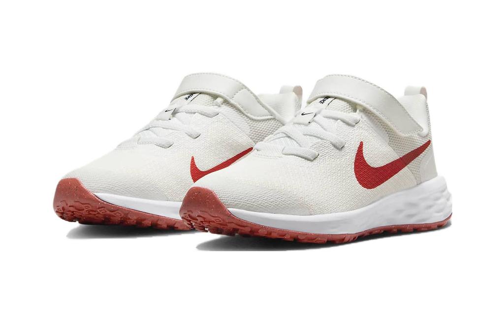 Nike REVOLUTION 6 Oddychające Wsparcie Niskie Buty do Biegania dla Dzieci Białe Czerwone Dzieci w Wieku 3-7 Lat DD1095-102