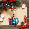 5pcs Acrylic Christmas Tree Pendant Cartoon Giraffe Pattern Home Decoration New Christmas Ornament
