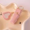 Heart-Shaped Mini Lipstick Keychain with Mirror: Portable Leather Holder for Girls