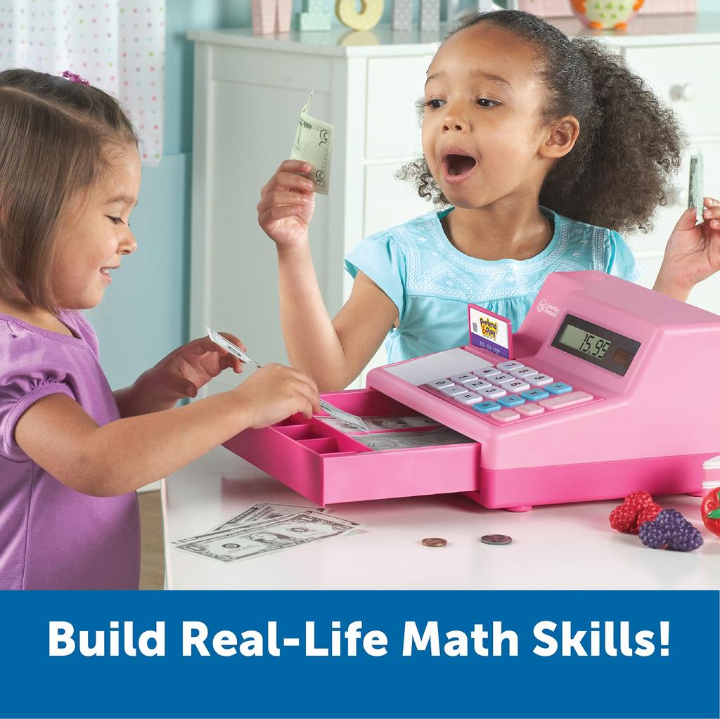 Learning Resources Toy Cash Register Pink with US Dollar LER2629P Genuine Product
