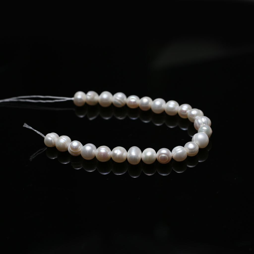1String, Luxury Artificial Pearl White Beads, Boho Handmade Subcircular Beads for DIY Necklace Bracelet Anklet Jewellery Accessories Crafts Gifts 18cm