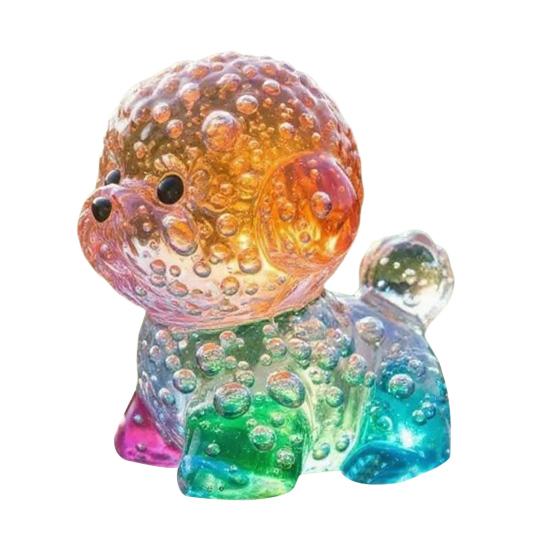 Colorful Glass Dog Ornaments Rainbow Gradient Puppy Figurines Decorative Dog Sculpture Gift for Holidays Birthdays
