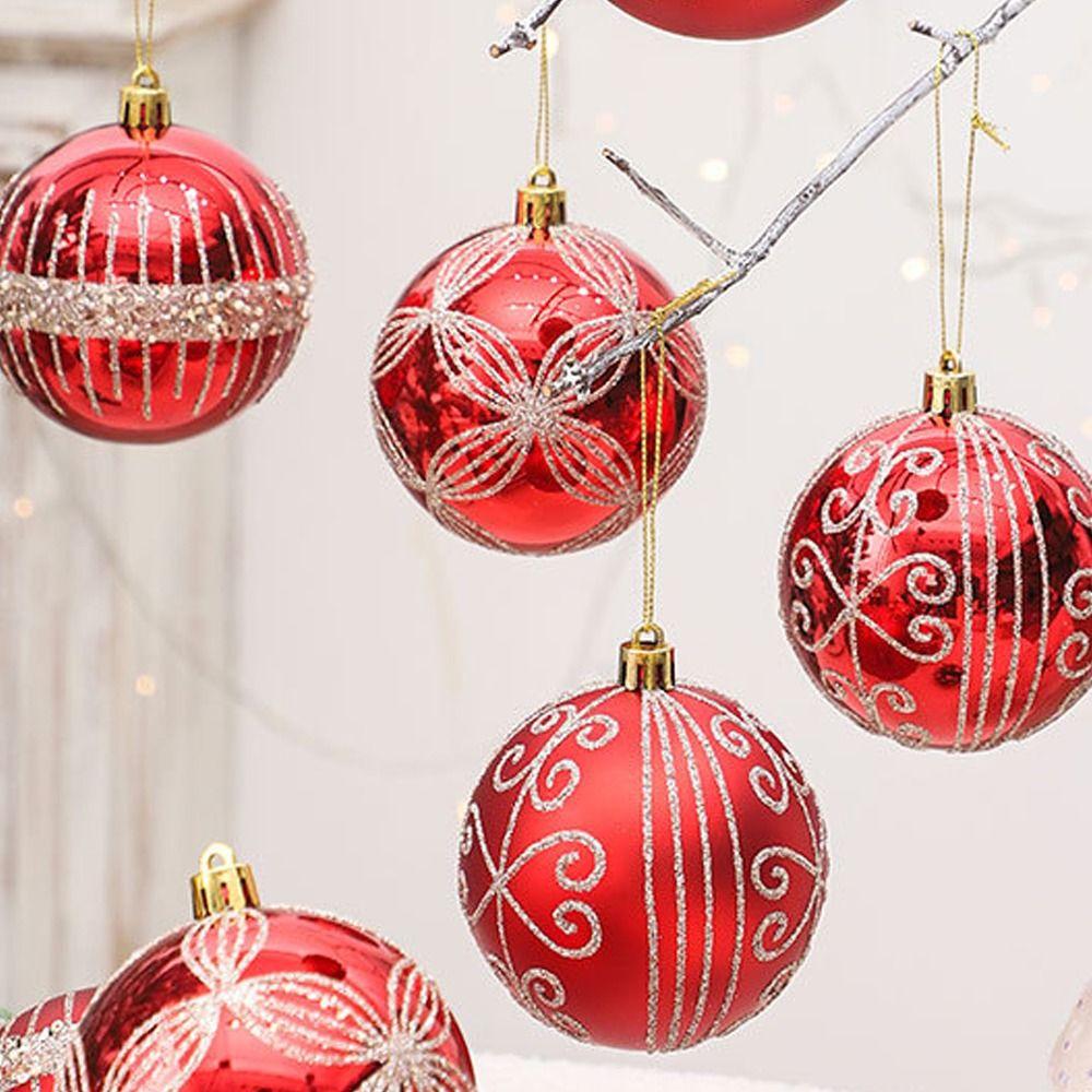 6 Stück 8cm Bemalte Weihnachtskugeln Ornament PET Weihnachtsbaumanhänger Partygeschenke