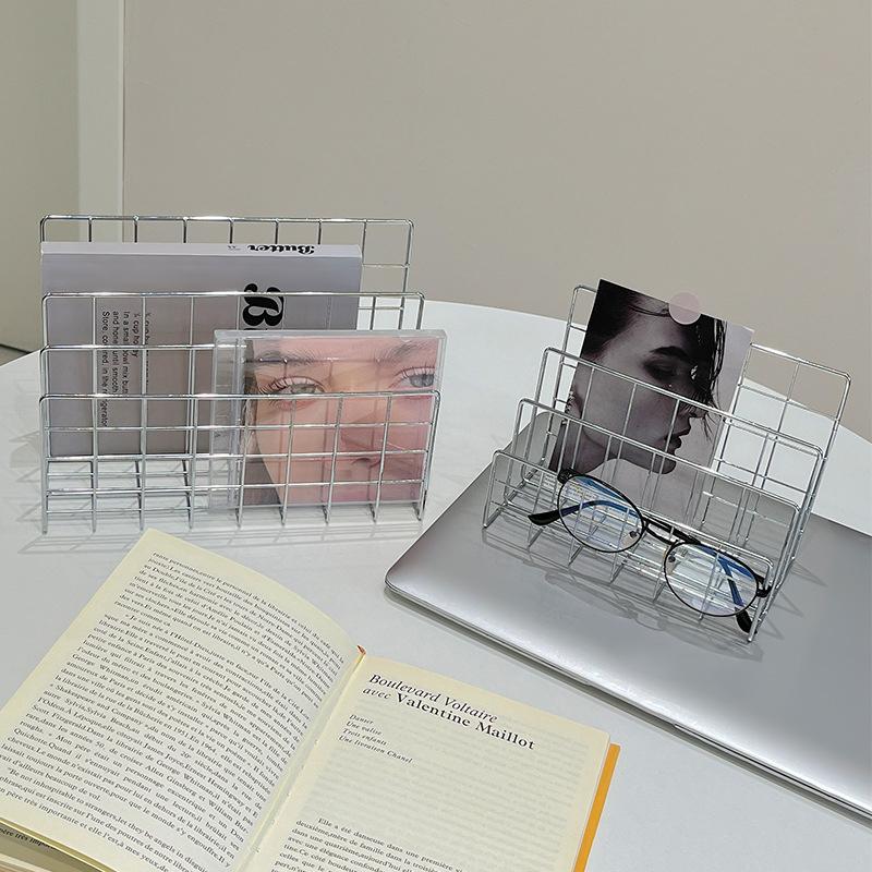 Ins Minimalist Iron Desktop Storage Rack Organizer Table Metal Organizing Rack Bookshelf Desk Multi-Functional Storage Rack