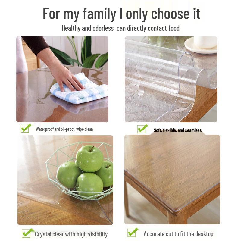 Large Round Transparent PVC Table Pad: Soft, Waterproof, Anti-Scald, Wash-Free Tablecloth