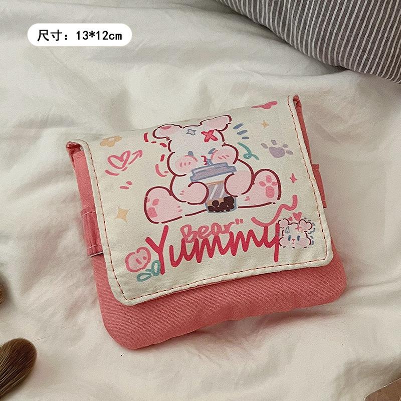 

Data Cables Organizer Sanitary Pads Bag Multipurpose Cartoon Napkin Pouch Storage Bag Large Capacity Cosmetic Bag 13x12cm