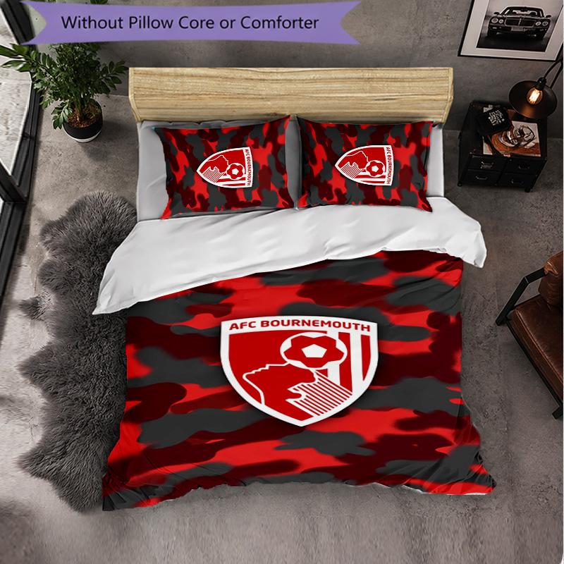 Set Biancheria da Letto Bournemouth Football 3 Pezzi Morbido Set Copripiumino con Federe Set Decorazione Camera da Letto per la Casa