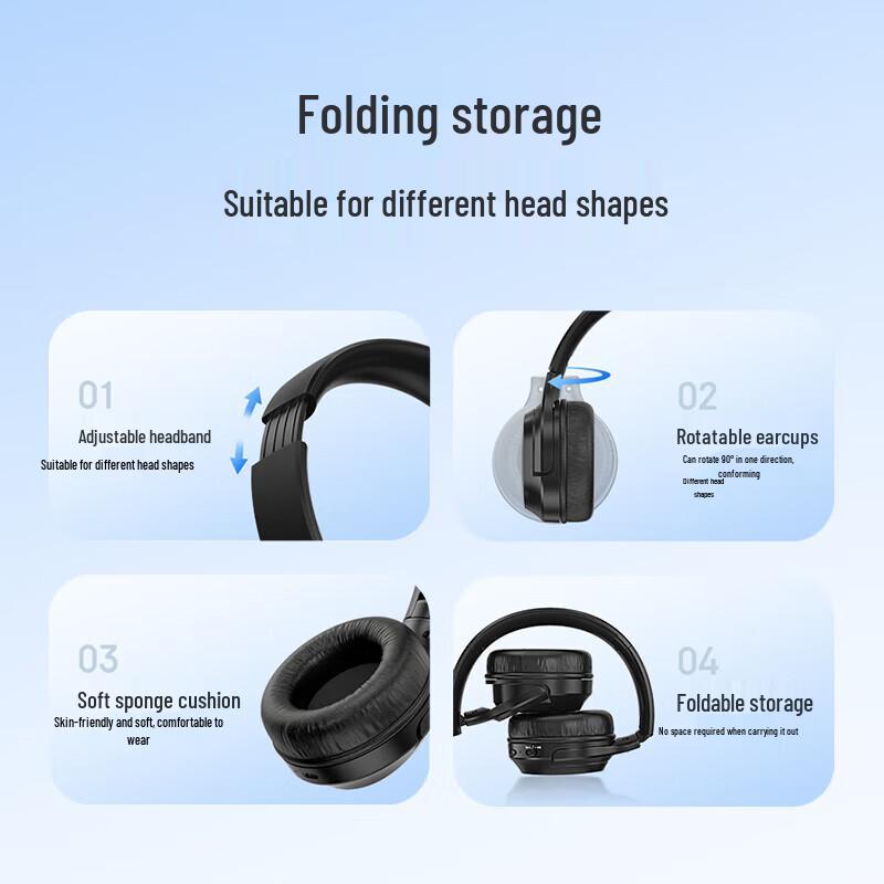 Newsmy TB106 Foldable Wireless Over-Ear Headphones