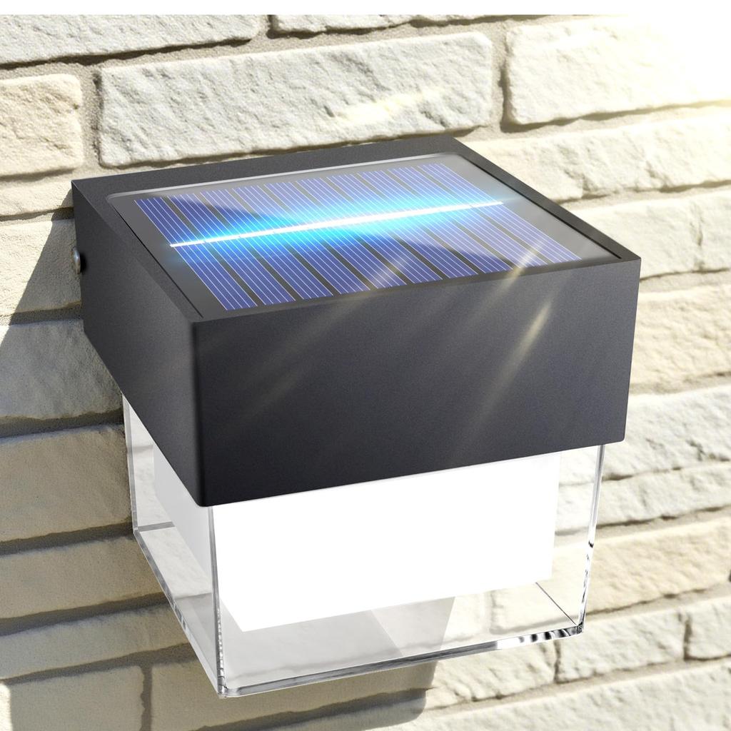 KINGHE Solar Outdoor Wall Lights, Bracket Lights, Wall-Mounted, Automatically Turns On, Ideal for Entryways, Patios, Gardens, Verandas, Garages,