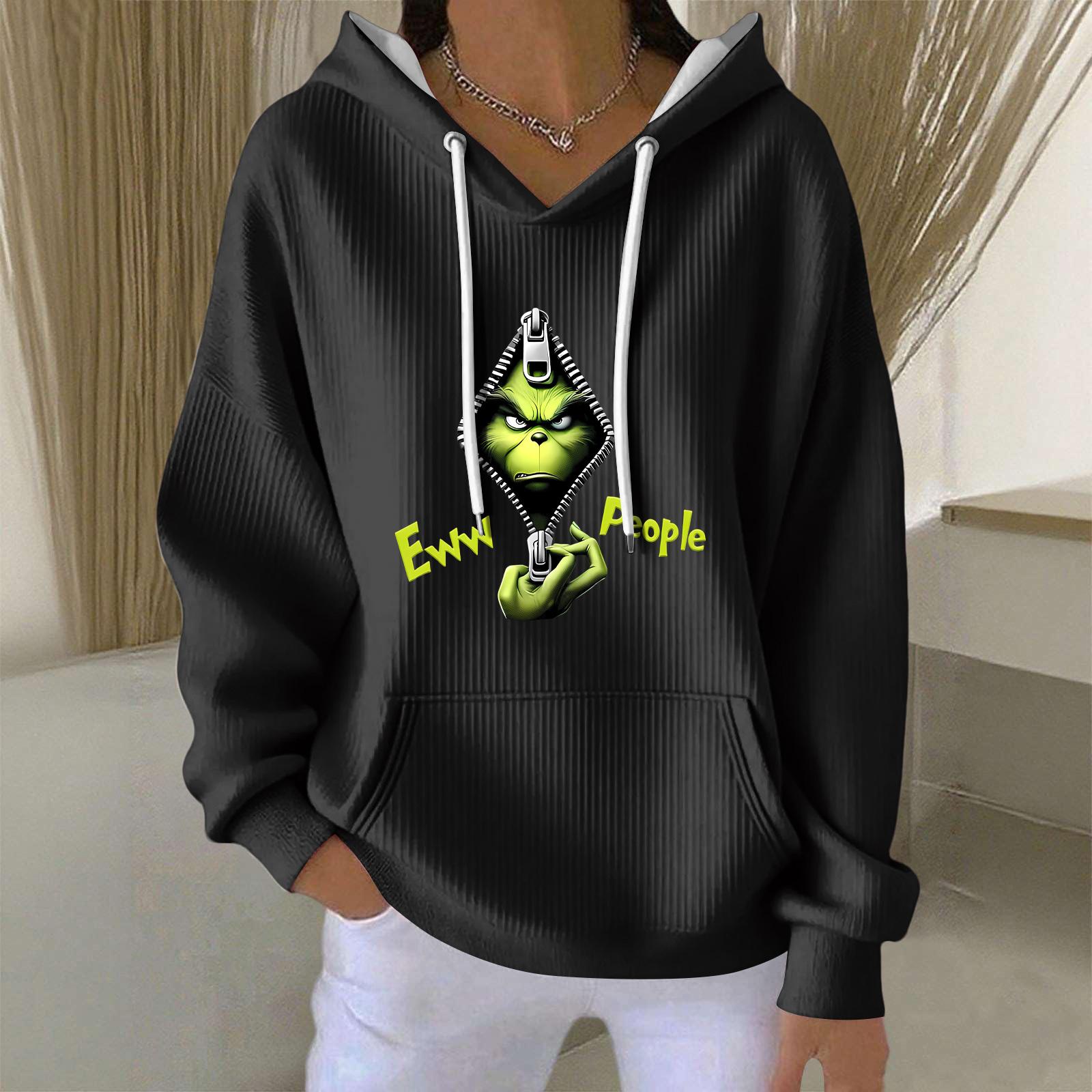 

Women s Fashion Casual Christmas Angel Print Pullover Long-Sleeve Sweatshirt L чорний