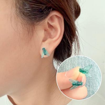 Prank Flies Studs Earrings Simulation Insects Small Earrings Cute Mini Fly Earrings  for Women Men