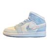 Jordan Air Jordan 1 Mid High top Vintage Basketball Shoes GS Blue Silver FQ9117-400(Team80-)