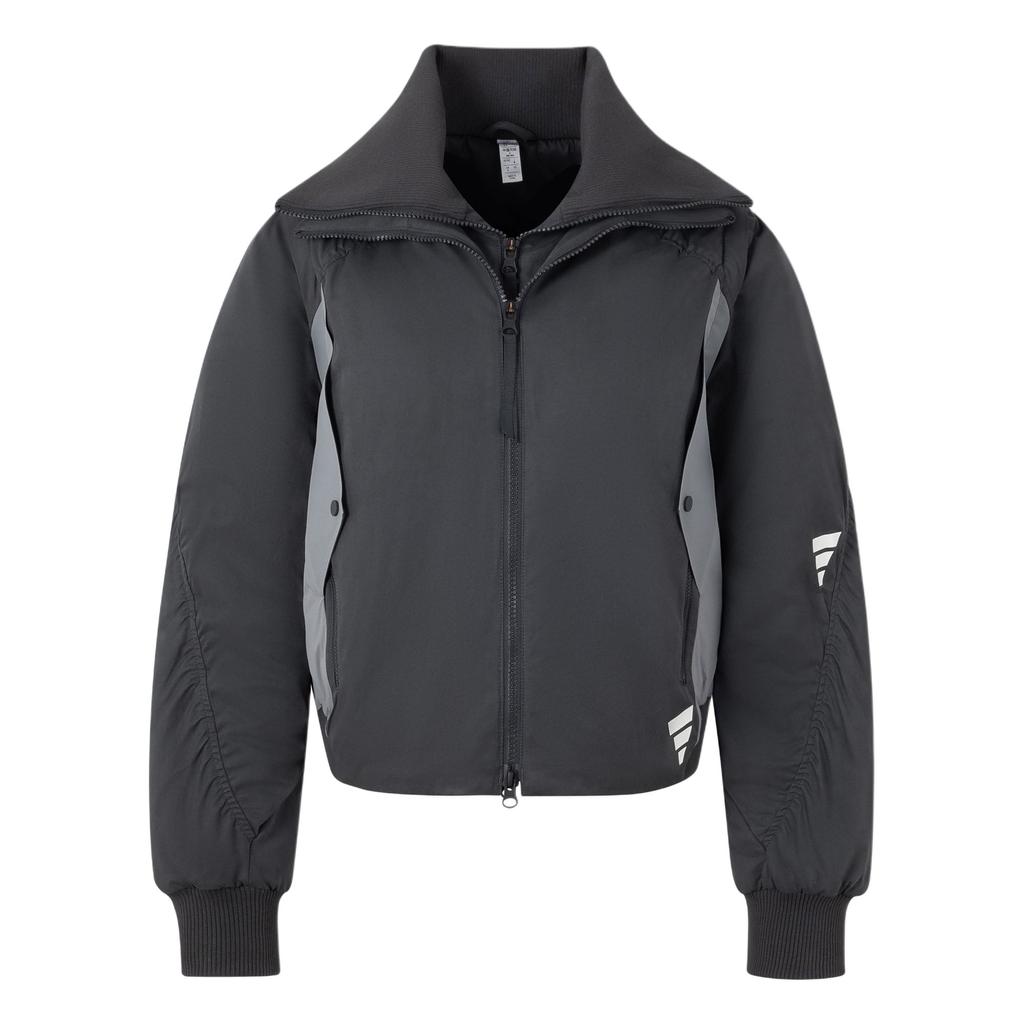 Adidas Fustl W P Djk C Warm Sports High Neck Casual Detachable Faux Two Piece Cotton Jacket Women jackets Charcoal-Black JW8913