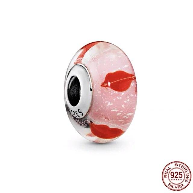 925 Sterling Sølv Rosa Lilla Mørkeblått & Star Murano Glass Charms Perler Passer OriginalNew Armbånd Bangle DIY smykker