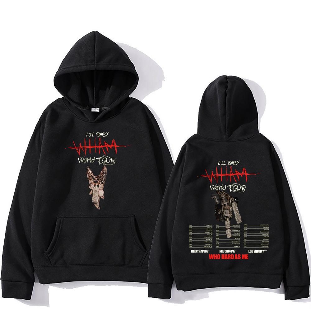 

Rapper Lil Baby Hoodie Lil Baby B&W Wham World Tour 2025 Sweatshirt Hip Hop Gothic Harajuku Pullover Streetwear Unisex XXXL хакі