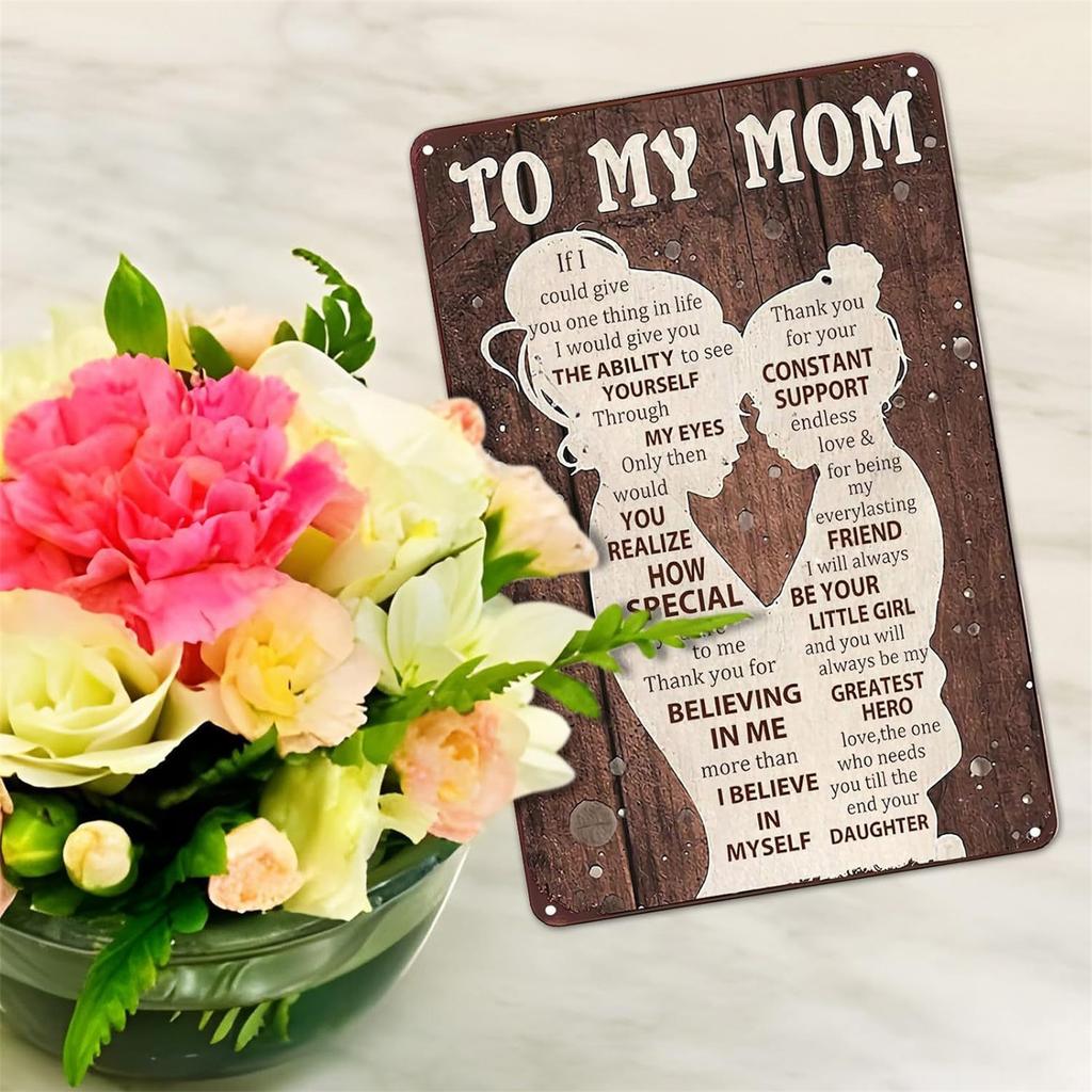2030cm Retro Aluminum Tin Wall Painting For Mother's Day, Indoor Wall Decoration For Cafes And License Plates
