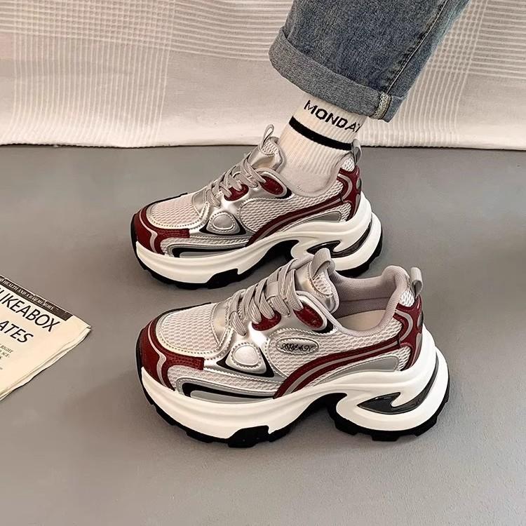 Mesh Breathable Dad Shoes Women's 2025 Summer New Thick-soled Heightened Thin Lightweight Versatile Casual Sports Shoes Tide