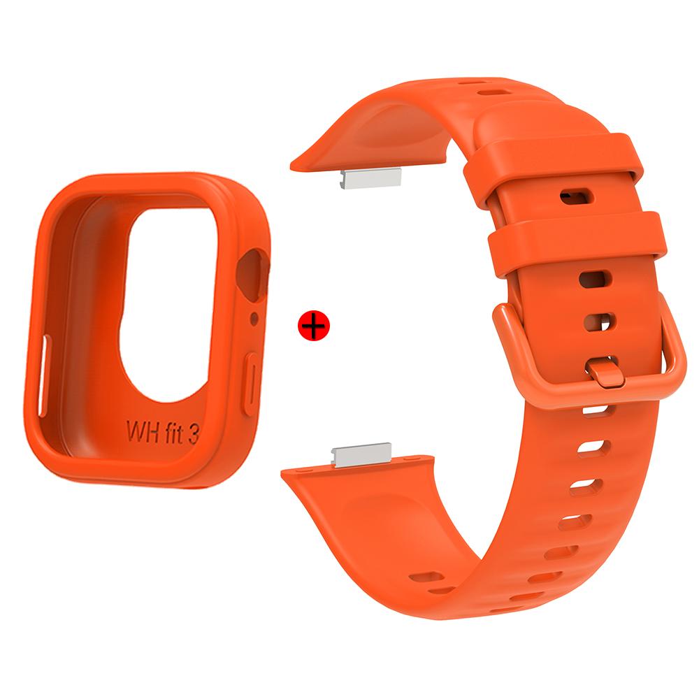 For Huawei Watch Fit 3 Strap Silicone Watchband and Watch Case Replacement Durable and Adjustable Wristband 2-in-1