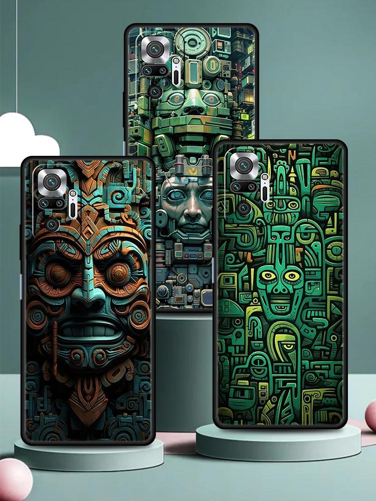 Vintage Totem Painting Phone Case Cover for Redmi 14C 10C Note 15 14 13 12 10 11 K40 Pro Plus 5G Shockproof Soft TPU Shell Bags
