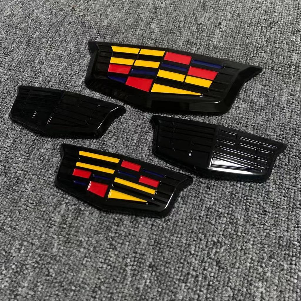2Pcs 19.3x7.5cm 11.9x4.6cm Car Front Rear Emblem Logo Stickersfor Cadillac XT6 Center Trunk Badge Auto Accessories