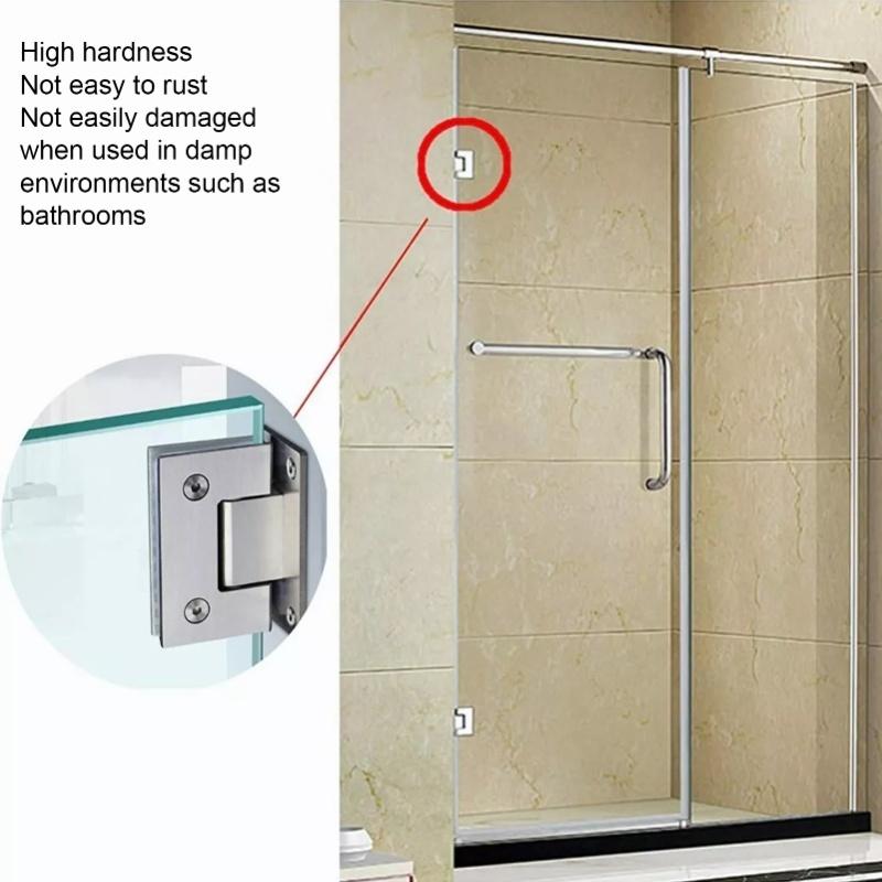 2Pcs Glass Door Hinge Heavy Duty Glass Door 90 Degree Hinges Durable Stainless Steel Bathroom Gate Clamp For Bathroom Toilet