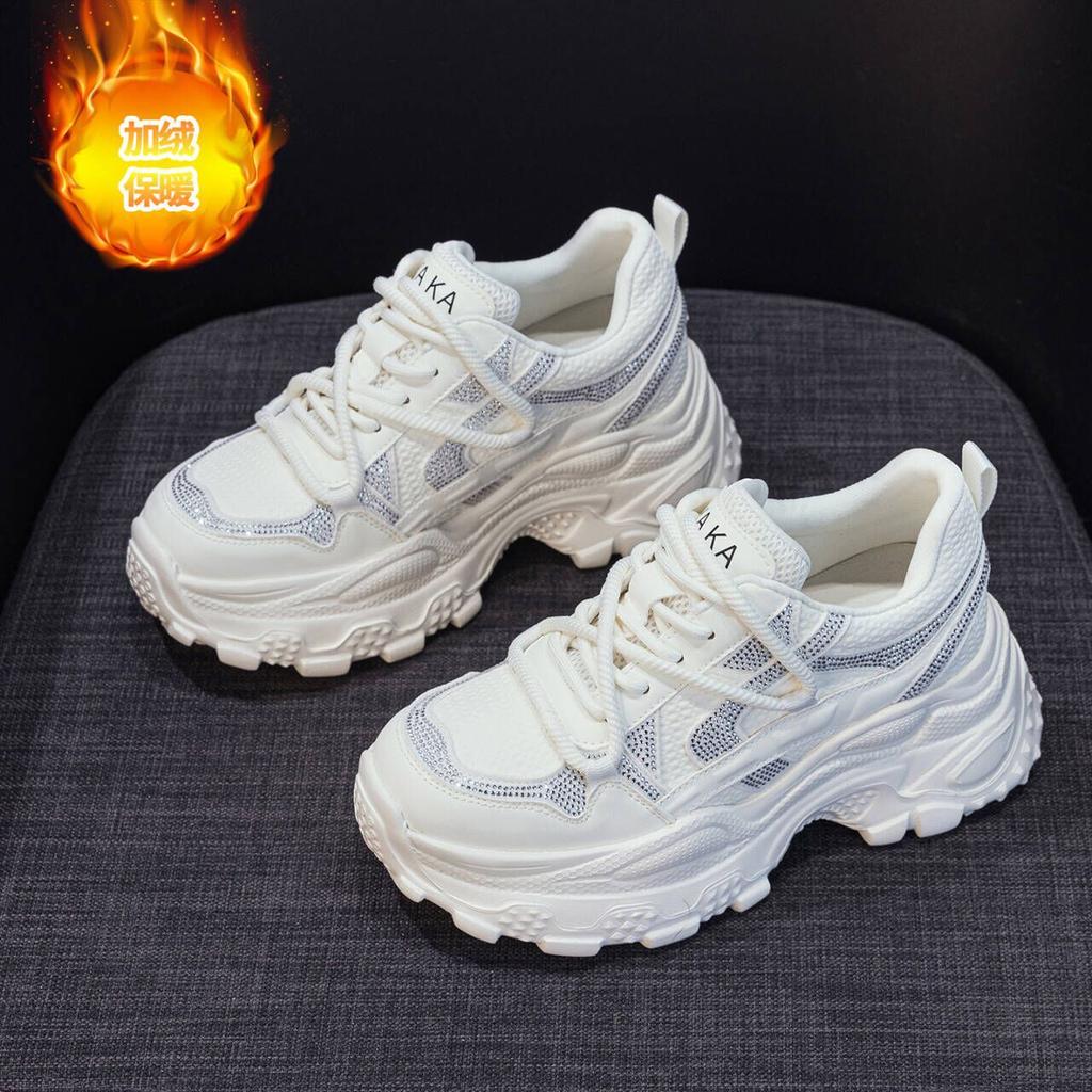 Spring New Super Fire Rhinestone Casual Sneakers Daddy Shoes Thick-soled Women's Shoes