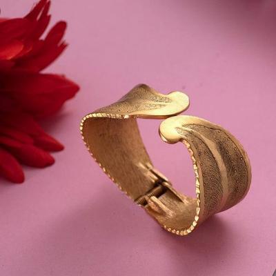 Women's Gold Plated Egyptian Leaf Cuff Bracelet (adjustable)