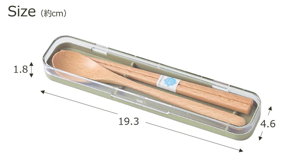 Takenaka Cutlery Wooden Chopsticks and Spoon X X and 18 Set, Tutu, Set, Khaki, (Case) Approx. 4.6 19.3 1.8 Cm, (Chopsticks Spoon) Approx. Cm, T-36387