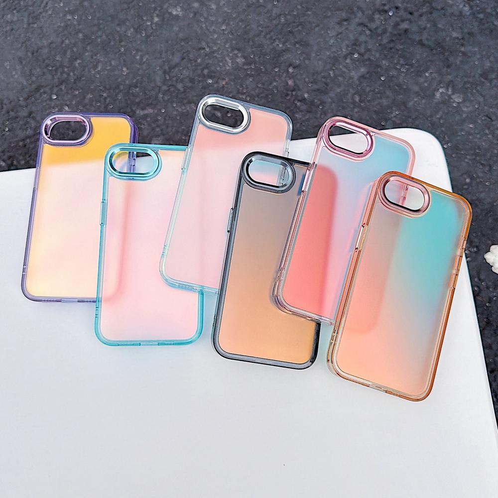 KEYSION Fashion Laser Gradient Colorful Phone Case for iPhone 17e 16e Soft TPU+PC Shockproof Back Cover for iPhone 16e 17e 2026