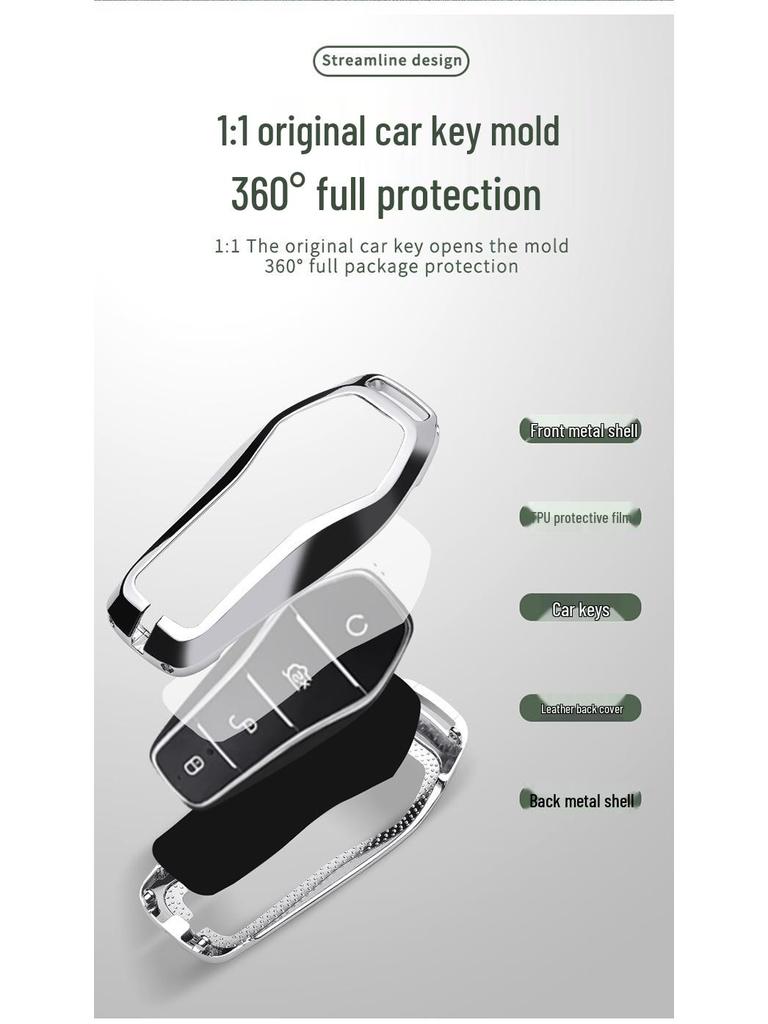 BYD Han, Tang DM, Qin PLUS, Song Pro/Max, Yuan Car Metal Key Case (2021 Model)