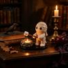 Fall Theme Room Decor Halloween Campfire Tealight Holder, Mummy Ghost Scarecrow Resin Decorative Ornaments Candle Stand for Desk, Harvest Table