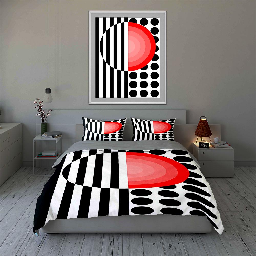 Striped geometric circles Bedding Duvet cover sets Duvet covers Pillowcases gifts (1 * Duvet Cover 2 * Pillowcases, without duvet insert)