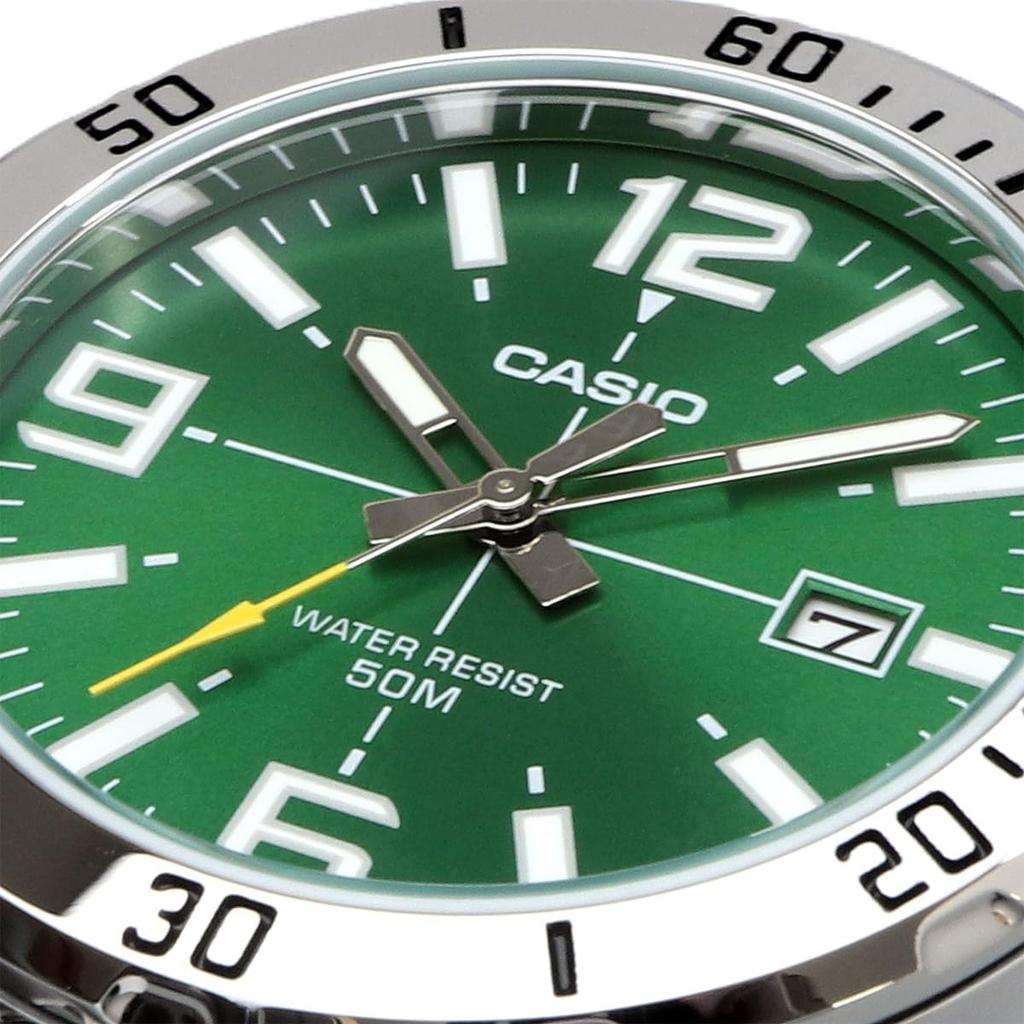 CASIO Standard Analog Quartz Men's Watch MTP-VD01D-3BV Metal Band Green Overseas Model