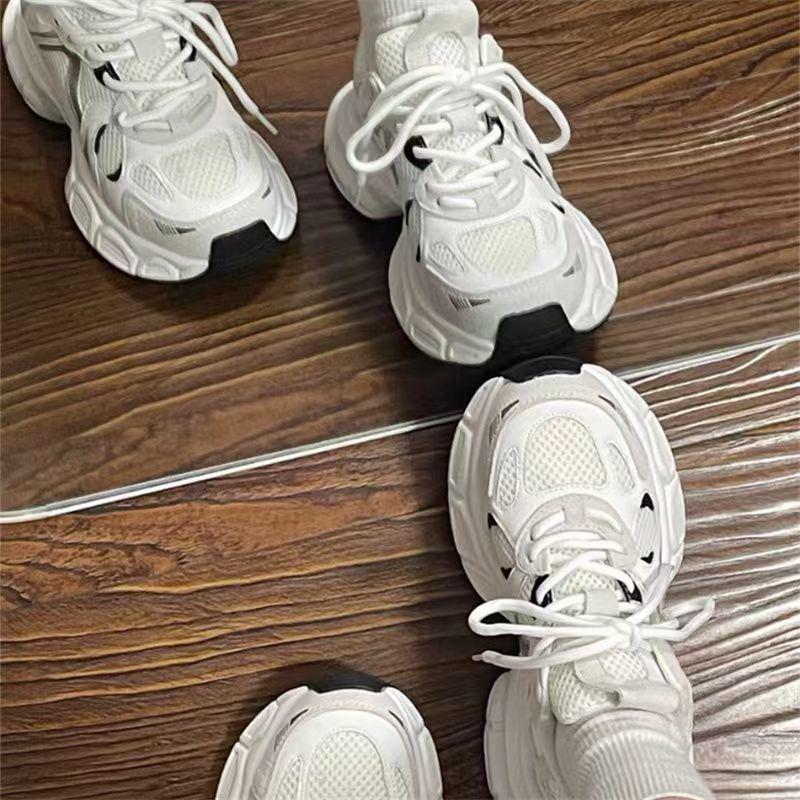 Women's 2026 Spring/Summer Dad Shoes - Hot Seller, Breathable Mesh, White, Height-Enhancing Thick Sole, Casual Sports Sneakers