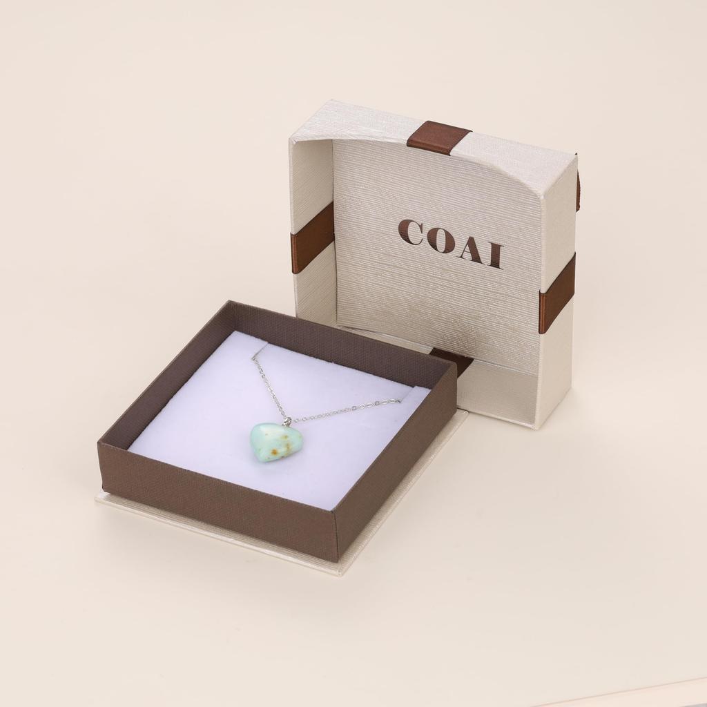 Peruvian Turquoise Heart Necklace Silver Chain for Women [KOAI]