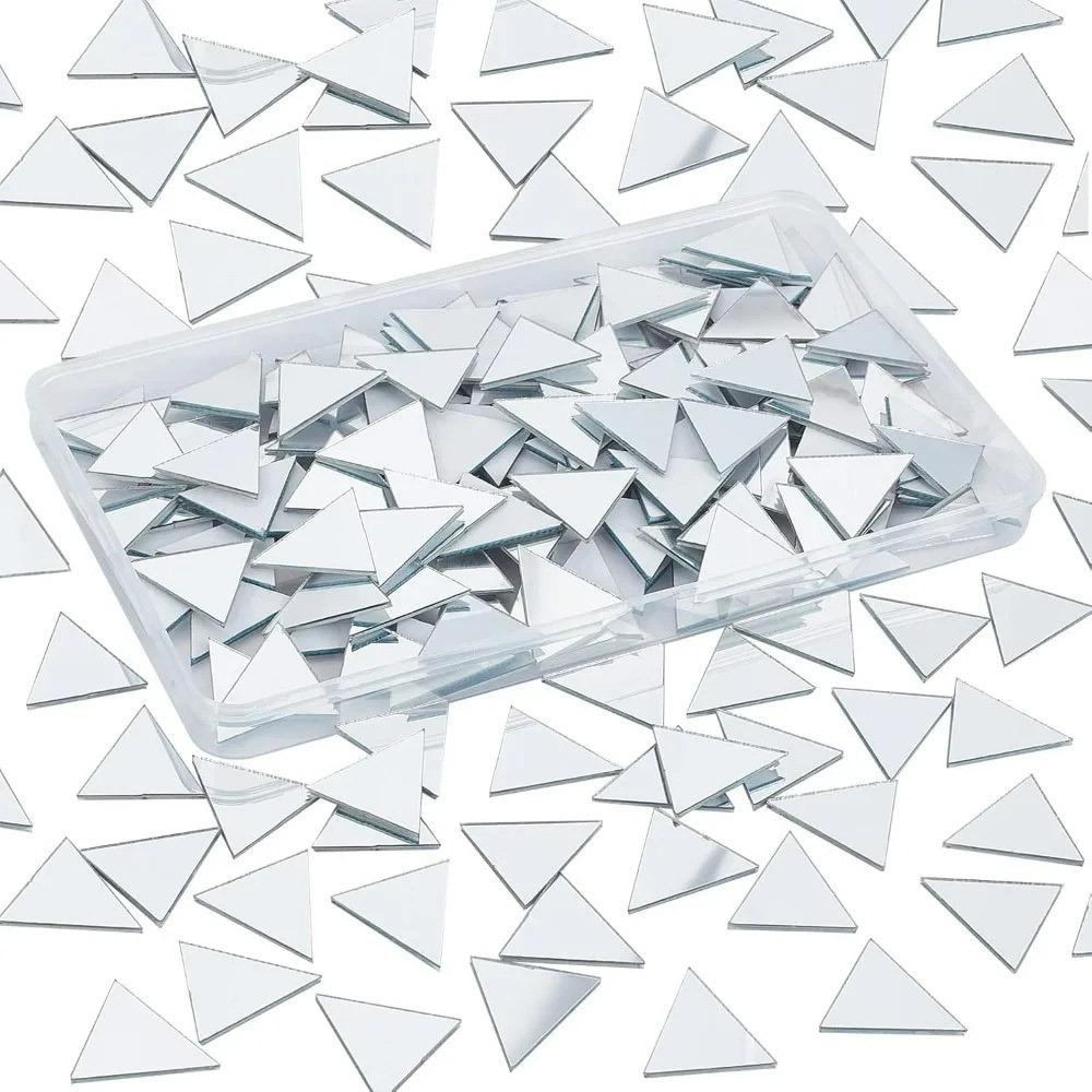 200PCS Multi Shape DIY Craft Mirror Stickers Acrylic Round Square Triangle Mirror Tiles Decals Adhesive Backing 2.5cm