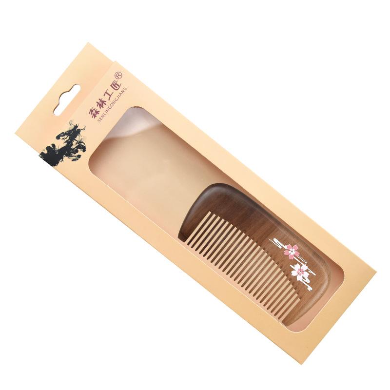 Mandarin Ducks Hand-Painted Peach Wood Hair Comb for Daily Use