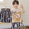 Boys Cotton Short Sleeve 3-Piece Pajama Set Sleepwear Kids Teens Cartoon Print Lightweight Home Wear