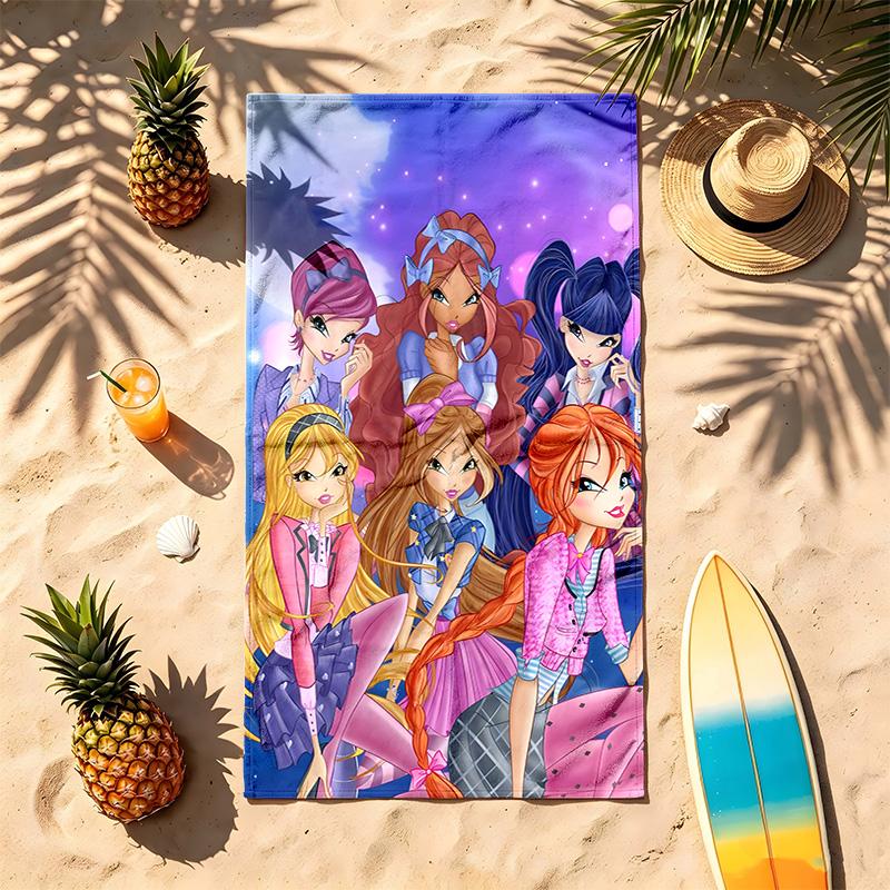 Winx Club (5) Theme Beach Towel Sand Resistant Soft And Comfortable Suitable For The Pool Camping Yoga And Diving A Travel