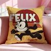 Cartoon F-Felix The Cat Cushion Cover Breathable Linen Pillowcase Summer Odorless Eco-Friendly Invisible Zipper Washable