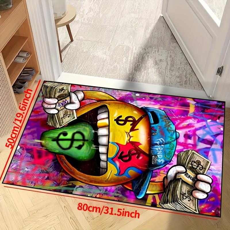1 Stück Graffiti Dollar Zunge spuckender Bereichsteppich für Schlafzimmer Gaming Eingangsbereich Fußmatte für Wohnzimmer, Badezimmer Heimdekorationsmatte