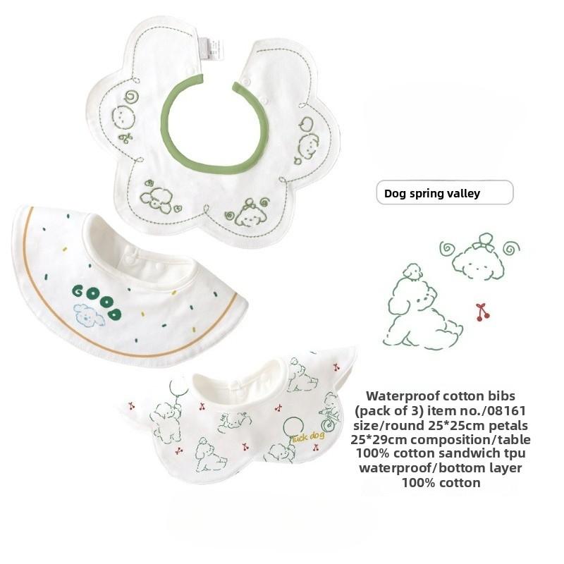 

Newborn Class-A Combed Cotton Cartoon Waterproof Bibs—Baby Mealtime/Drool Bibs. Soft & skin-friendly, leak-proof lining. ONE SIZE FITS MOST