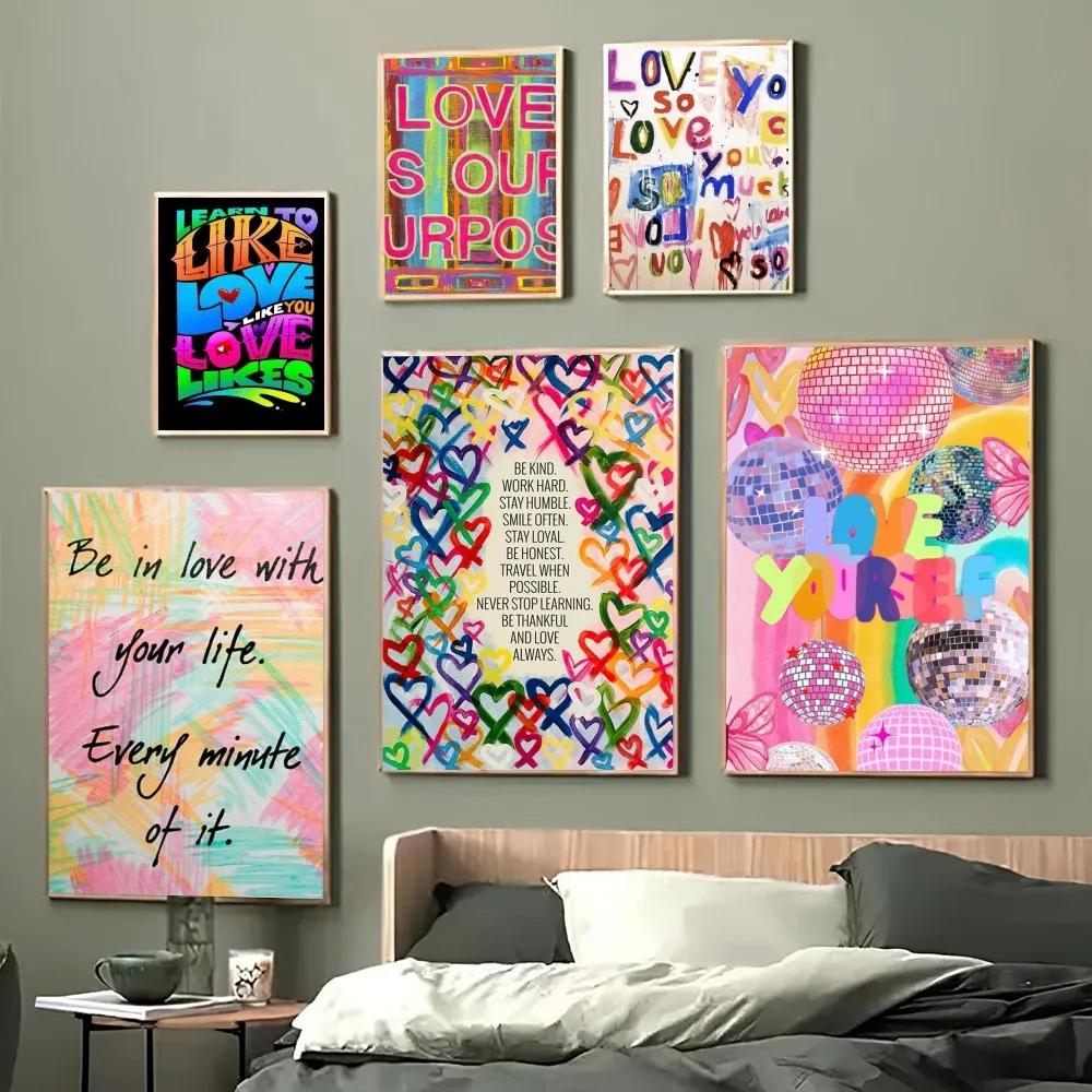 1pc Modern Be Kind and Love Always   Poster Paper Print Home Bedroom Entrance Bar Cafe Art Painting Decoration