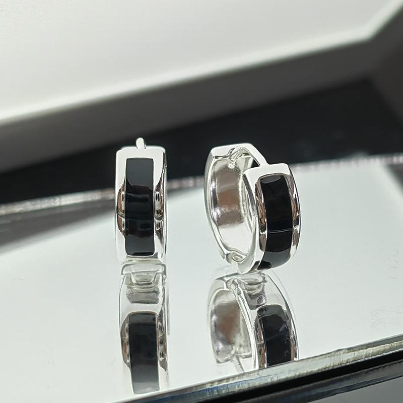 Vintage Black Silver Color Hip Hop Punk Copper Piercing Hoop Earrings For Women Men Circle Pendient Ear Jewelry Gifts
