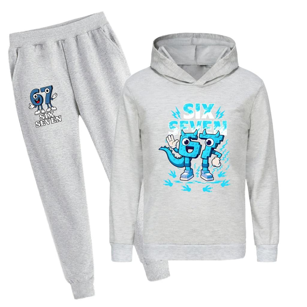 STEAL A BRAINROT Blue No. 67 Hoodie Pants Set Cute House Dolls Game Surrounding Blue No. 67 Sweatshirts for Kids Birthday
