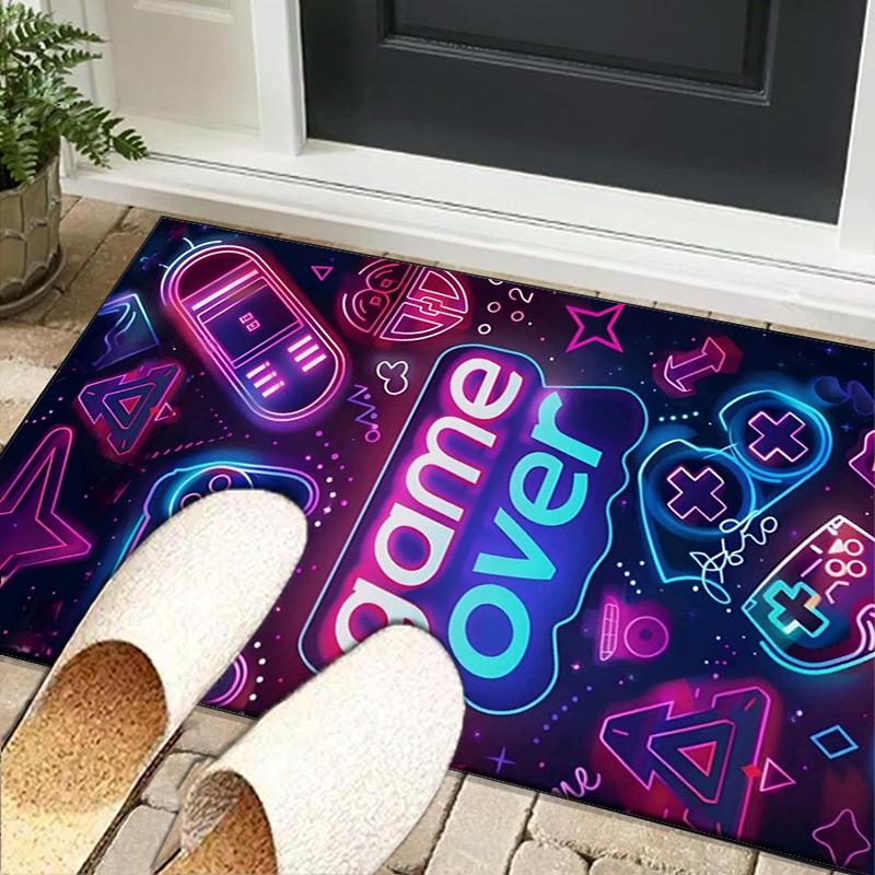 Neon Game Over Kunst Büro Teppich Stuhlunterlage, Spielteppich, Geeignet für Eingangsbereich, Schlafzimmer, Wohnzimmer, Schreibtisch, Weihnachtsgeschenk
